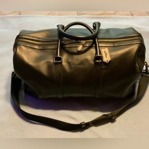 Coach black leather unisex duffel bag